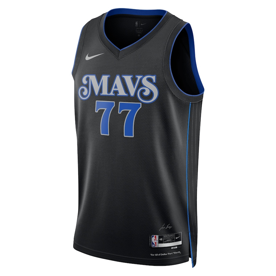 Alternative view of Luka DonÄiÄ‡ 77 Dallas Mavericks 2023/24 City Edition Swingman Basketball Jersey - Black - JS960 