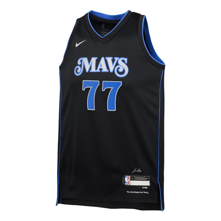 Alternative view of Luka DonÄiÄ‡ 77 Dallas Mavericks 2023/24 City Edition Swingman YOUTH Basketball Jersey - Black - JS237 