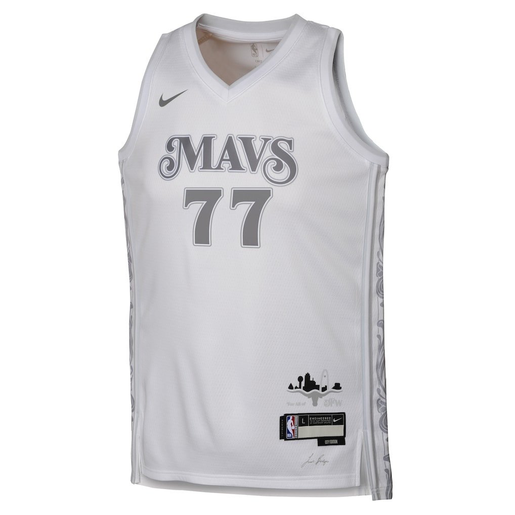 Alternative view of Luka DonÄiÄ‡ 77 Dallas Mavericks 2024/25 Swingman Player YOUTH Basketball Jersey - City Edition - White - JS605 