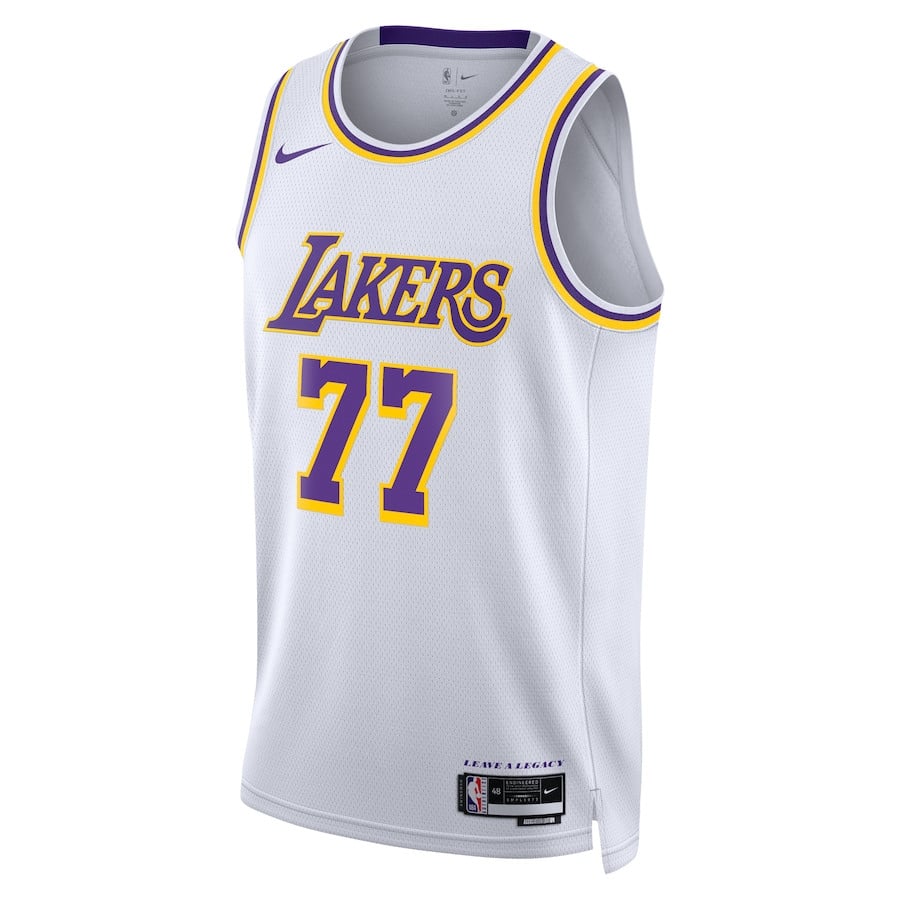 Alternative view of Luka DonÄiÄ‡ 77 Los Angeles Lakers Association Edition Swingman Basketball Jersey - White - JS660 
