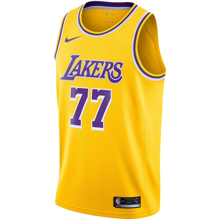 Alternative view of Luka DonÄiÄ‡ 77 Los Angeles Lakers YOUTH 2024/25 Swingman Player Basketball Jersey - Icon Edition - Gold - JS380 