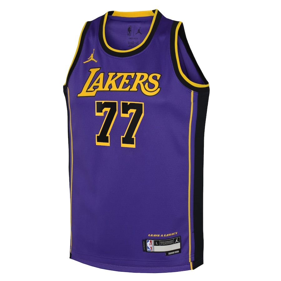 Alternative view of Luka DonÄiÄ‡ 77 Los Angeles Lakers YOUTH 2024/25 Swingman Player Basketball Jersey - Statement Edition - Purple - JS803 