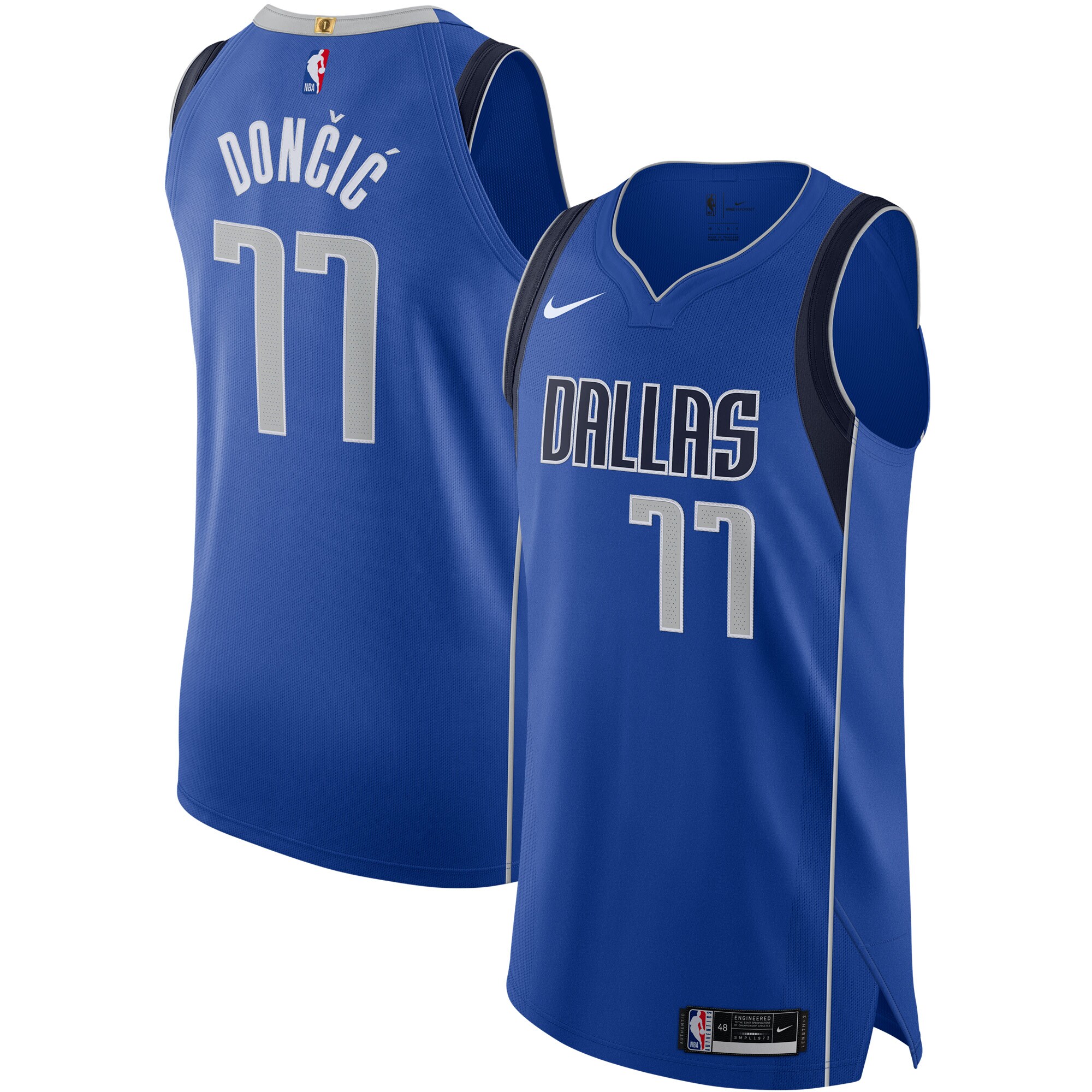 Luka DonÃƒâ€žÃ‚ÂiÃƒâ€žÃ¢â‚¬Â¡ Dallas Mavericks Authentic Basketball Jersey - Icon Edition - Blue