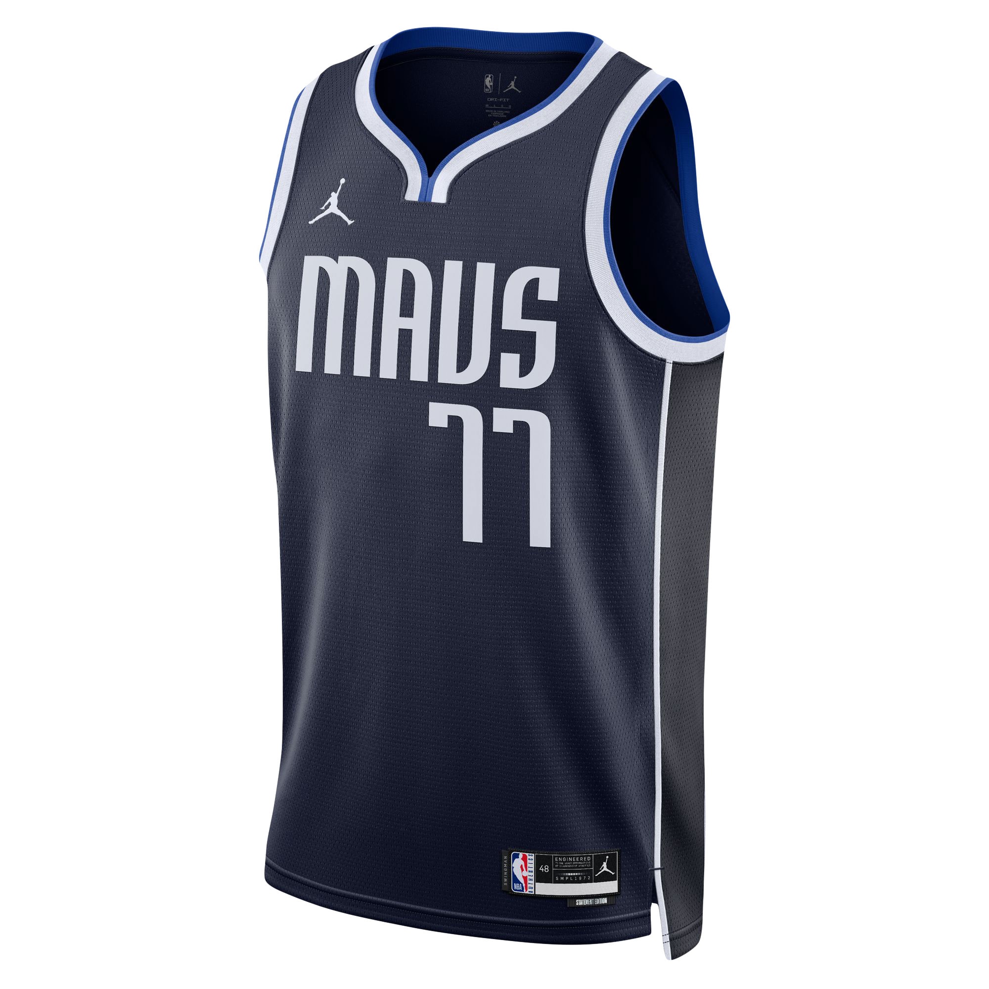 Alternative view of Luka DonÃƒâ€žÃ‚ÂiÃƒâ€žÃ¢â‚¬Â¡ Dallas Mavericks Jordan Brand Unisex Swingman Basketball Jersey - Statement Edition - Navy