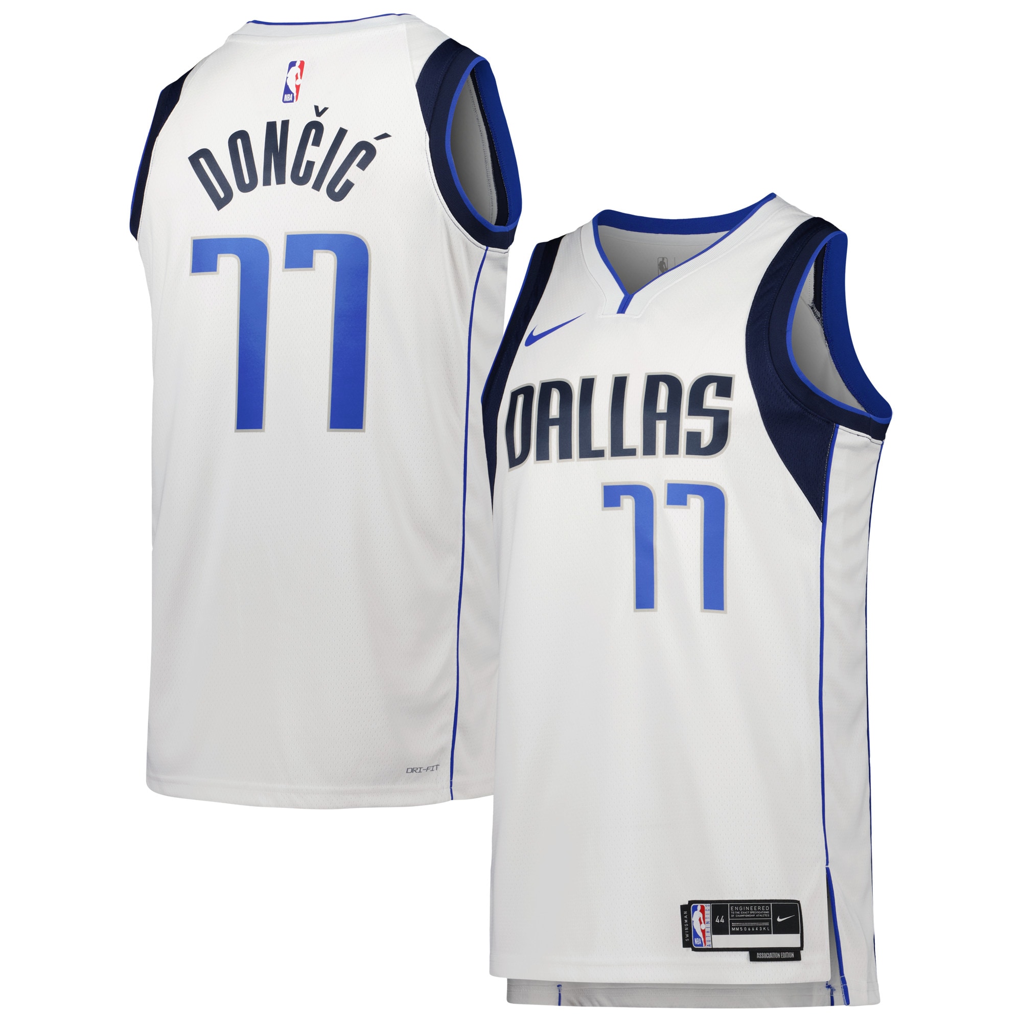 Luka DonÃƒâ€žÃ‚ÂiÃƒâ€žÃ¢â‚¬Â¡ Dallas Mavericks Unisex Swingman Basketball Jersey - Association Edition - White