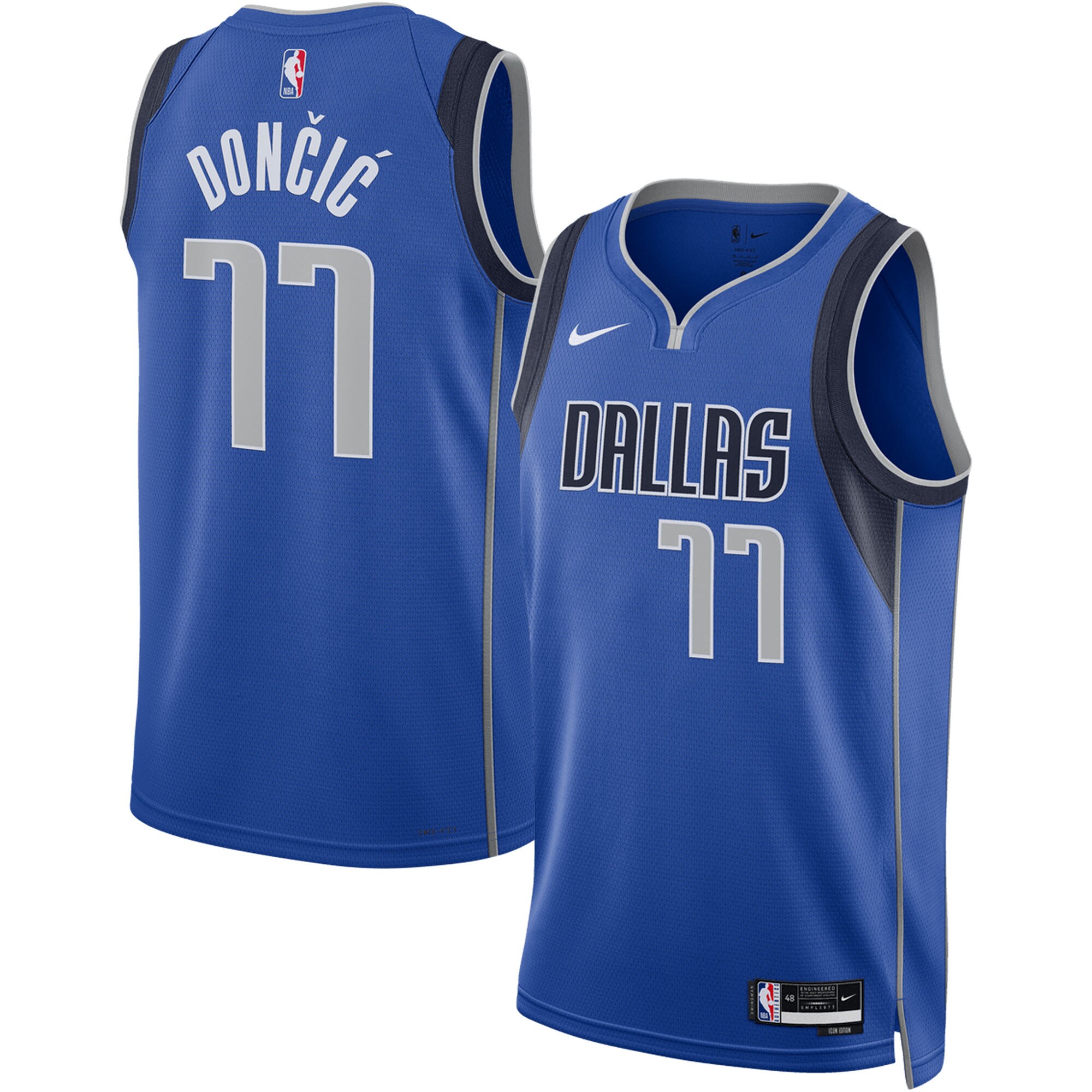 Luka DonÃƒâ€žÃ‚ÂiÃƒâ€žÃ¢â‚¬Â¡ Dallas Mavericks Unisex Swingman Basketball Jersey - Icon Edition - Blue