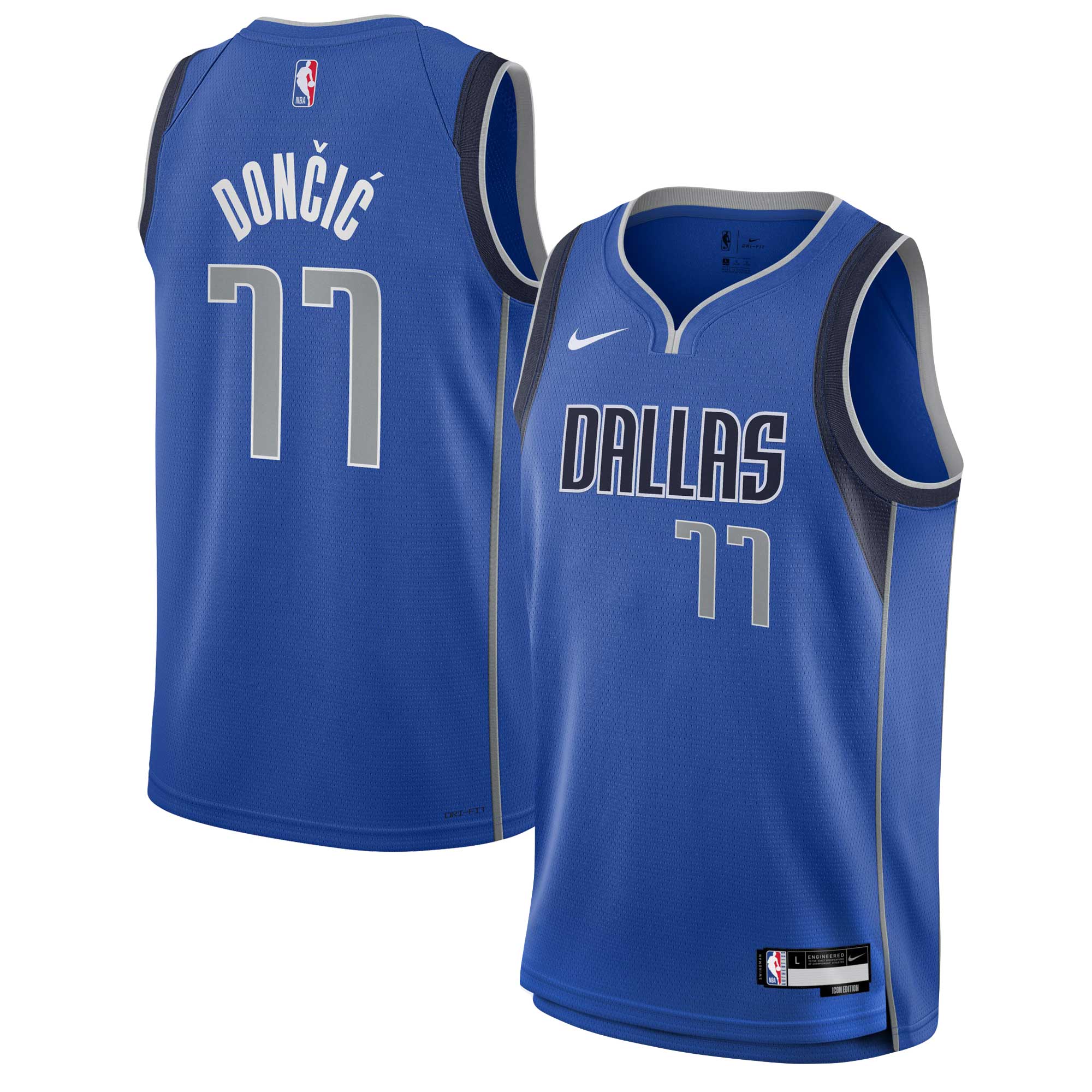 Luka DonÃƒâ€žÃ‚ÂiÃƒâ€žÃ¢â‚¬Â¡ Dallas Mavericks Youth Swingman Basketball Jersey - Icon Edition - Blue