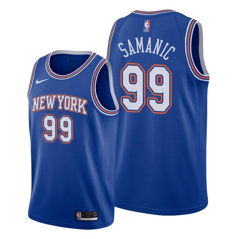Luka Samanic 99 New York Knicks Statement Edition Blue Basketball Jersey - Men Basketball Jersey - JS746 