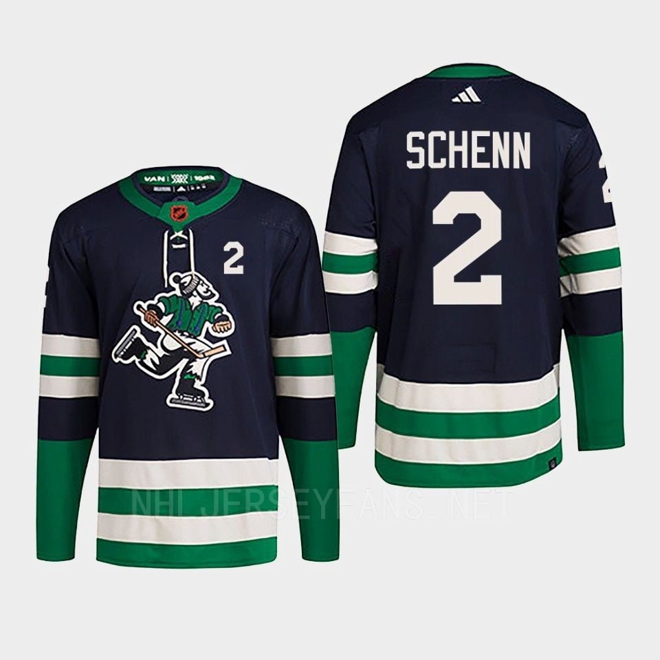 Luke Schenn 2 Reverse Retro 2.0 2022 Vancouver Canucks Navy Hockey Jersey Primegreen - JS254 