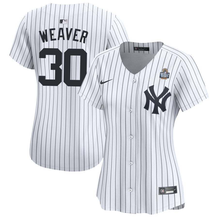 Luke Weaver 30 New York Yankees Women's 2024 World Series Home Limited Baseball Jersey - White 