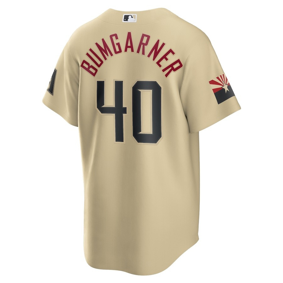 Alternative view of Madison Bumgarner 40 Arizona Diamondbacks City Connect Men Baseball Jersey - Sand