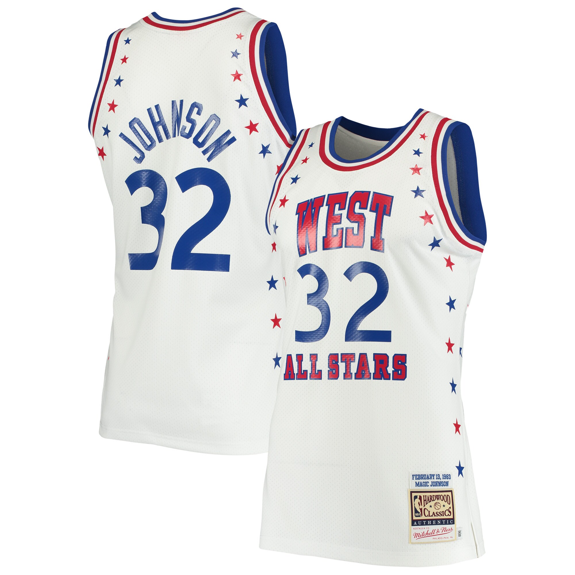 Alternative view of Magic Johnson Los Angeles Lakers Mitchell & Ness 1983 Nba All-star Game Hardwood Classics Authentic Basketball Jersey - White