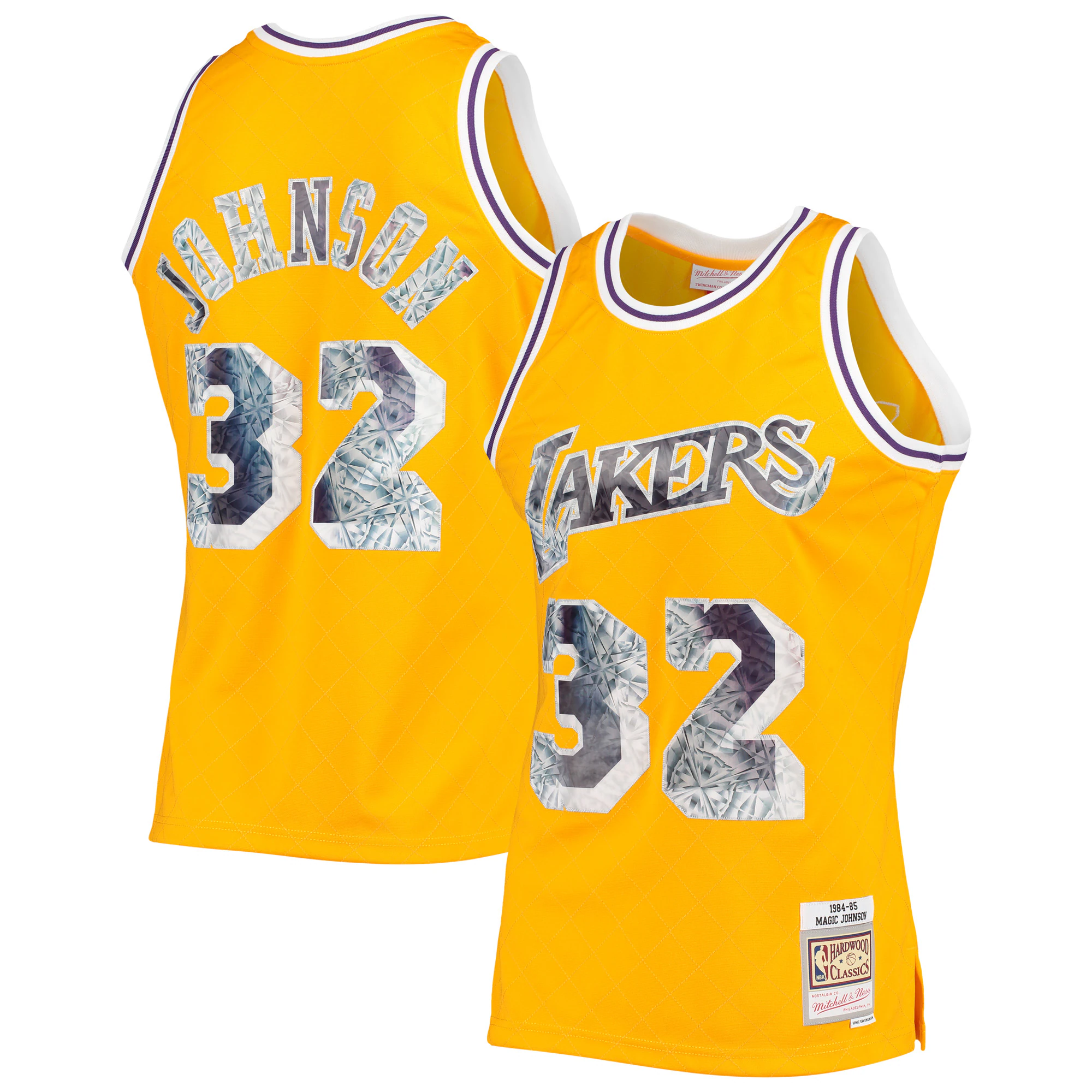 Magic Johnson Los Angeles Lakers Mitchell & Ness 1996-97 Hardwood Classics Nba 75th Anniversary Diamond Swingman Basketball Jersey - Gold