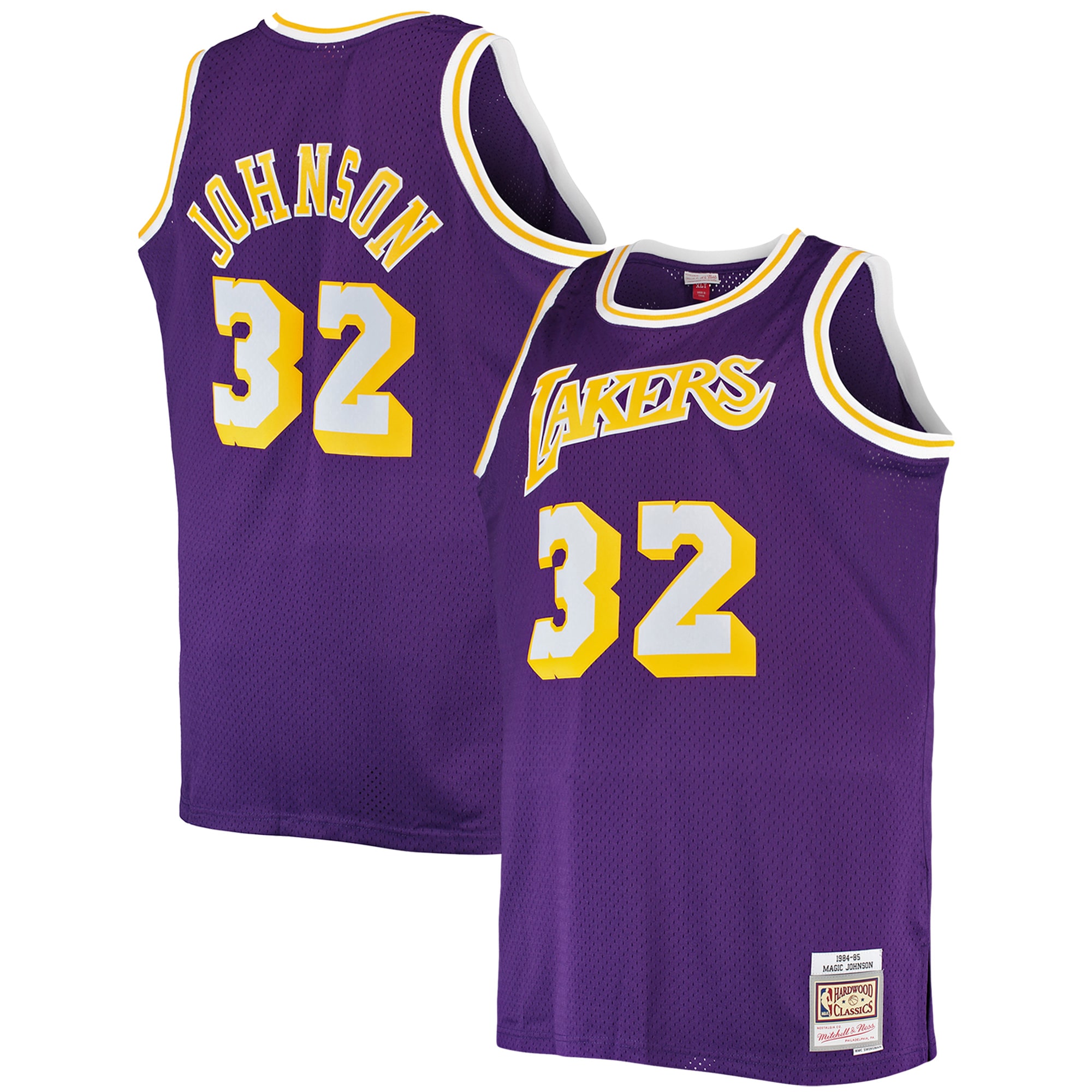 Alternative view of Magic Johnson Los Angeles Lakers Mitchell & Ness Big & Tall 1984/85 Hardwood Classics Swingman Basketball Jersey - Purple