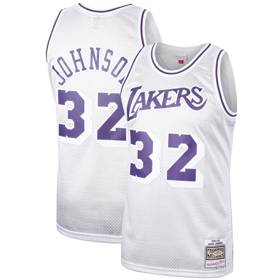 Magic Johnson Los Angeles Lakers Mitchell & Ness Hardwood Classics Platinum Swingman Basketball Jersey
