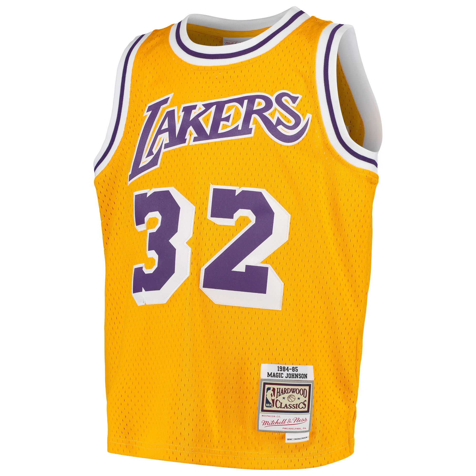 Alternative view of Magic Johnson Los Angeles Lakers Mitchell & Ness Youth Swingman Throwback Basketball Jersey - Gold
