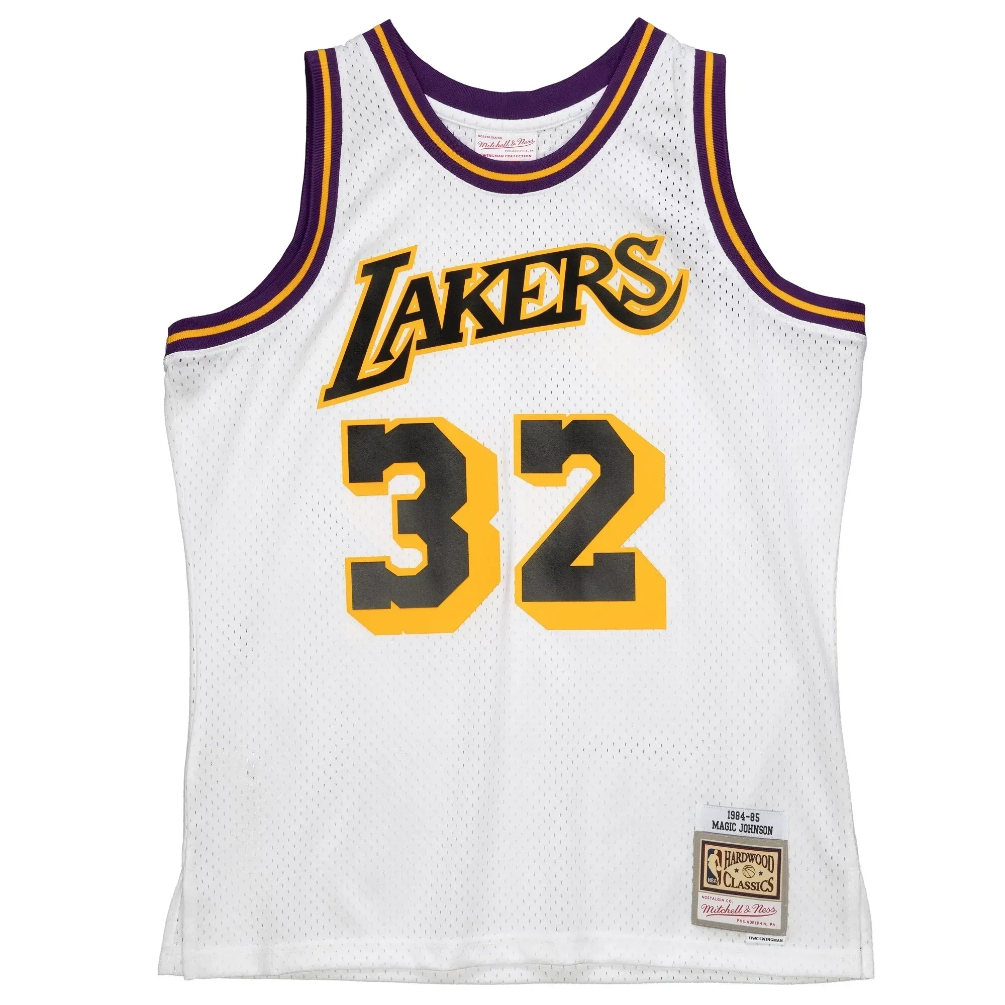 Alternative view of Magic Johnson Los Angeles Lakers Mitchell & Ness 1984-85 Hardwood Classics Reload 2.0 Swingman Basketball Jersey - White - JS474 