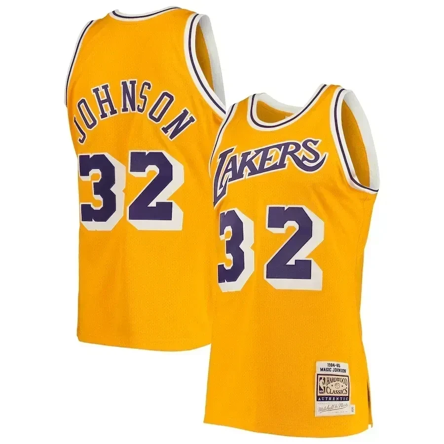 Magic Johnson Los Angeles Lakers Mitchell & Ness 1984/85 Hardwood Classics Basketball Jersey - Gold - JS813 
