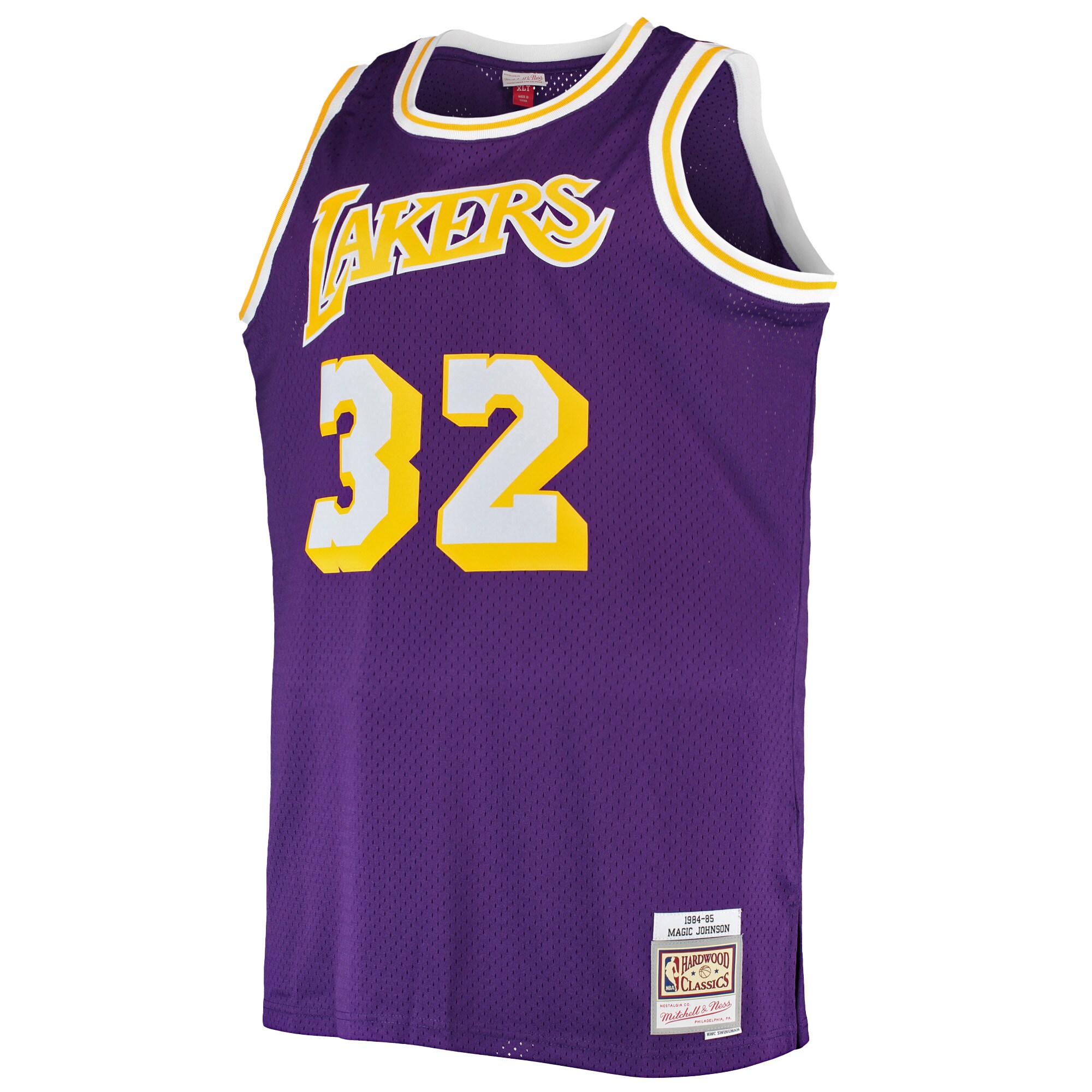 Alternative view of Magic Johnson Los Angeles Lakers Mitchell & Ness Big & Tall 1984/85 Hardwood Classics Swingman Basketball Jersey - Purple