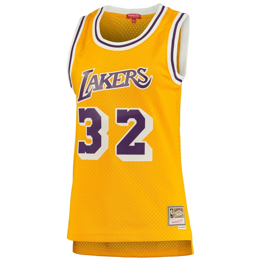 Alternative view of Magic Johnson Los Angeles Lakers Mitchell & Ness Women's 1984-85 Hardwood Classics Swingman Basketball Jersey - Gold