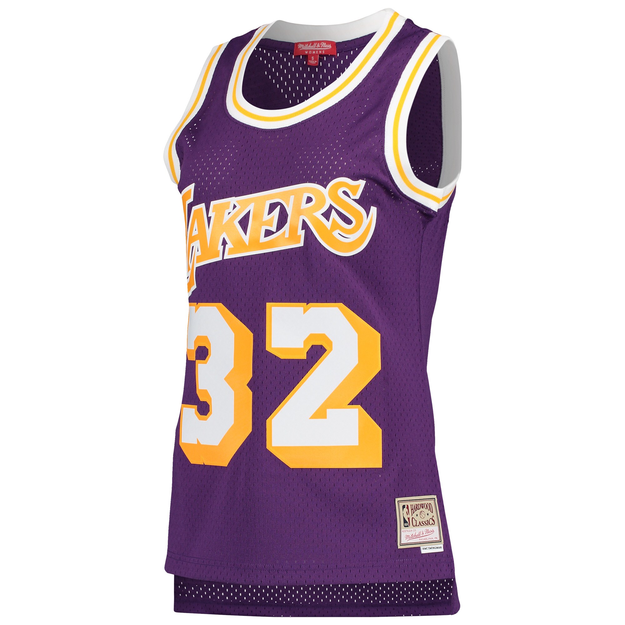 Alternative view of Magic Johnson Los Angeles Lakers Mitchell & Ness Women's Hardwood Classics 1984/85 Swingman Basketball Jersey - Purple