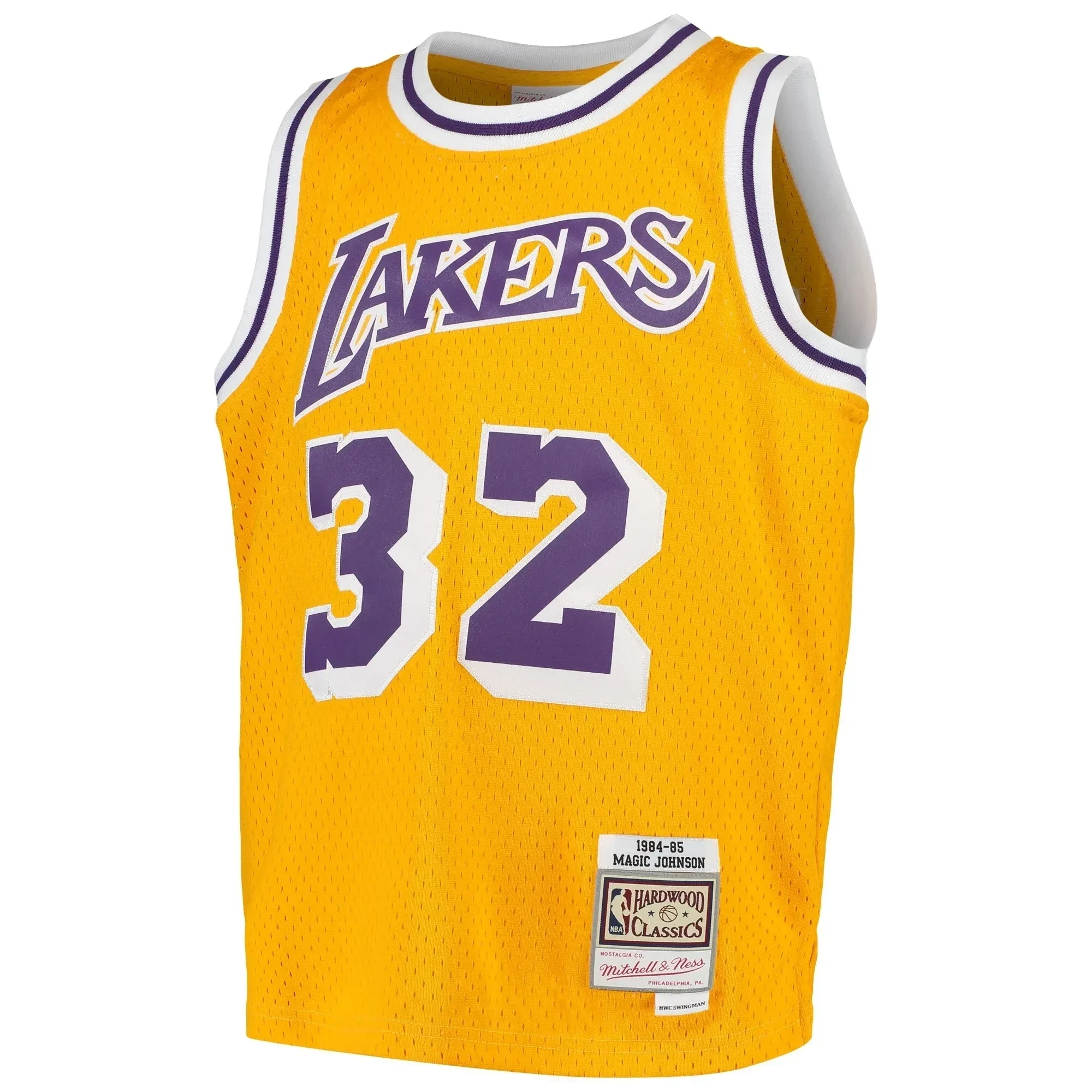 Alternative view of Magic Johnson Los Angeles Lakers Mitchell & Ness Youth Swingman Throwback Basketball Jersey - Gold - JS296 