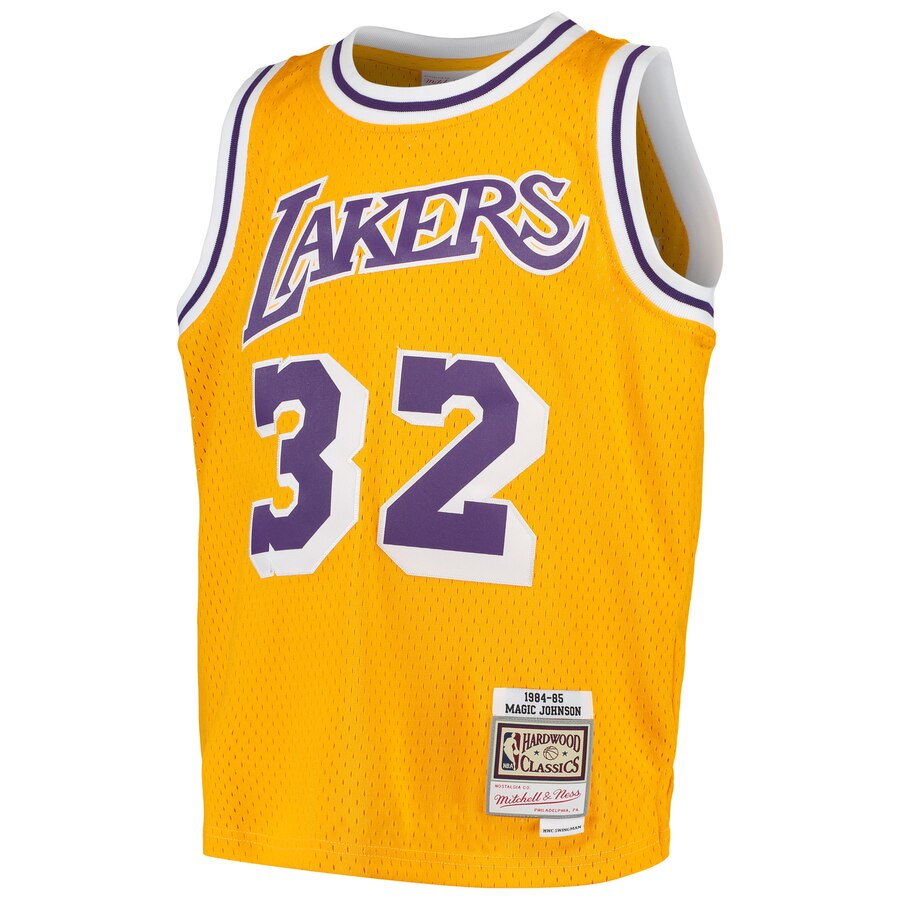 Alternative view of Magic Johnson Los Angeles Lakers Mitchell & Ness Youth Swingman Throwback Basketball Jersey – Gold – Jsfangear Basketball Jersey Store