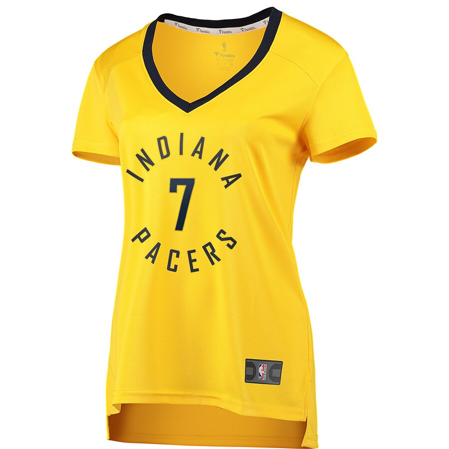 Alternative view of Malcolm Brogdon Indiana Pacers Fanatics Branded Women's Fast Break Replica Basketball Jersey Gold - Statement Edition