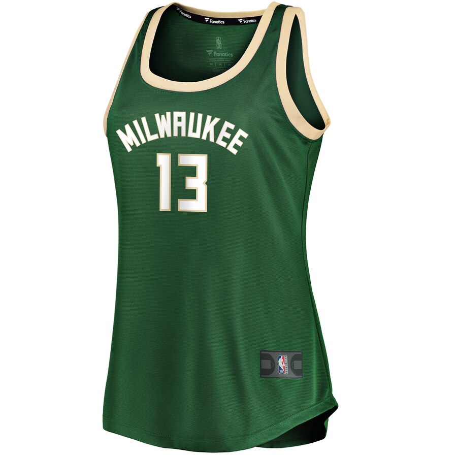 Alternative view of Malcolm Brogdon Milwaukee Bucks Fanatics Branded Women's Fast Break Tank Basketball Jersey - Icon Edition - Hunter Green
