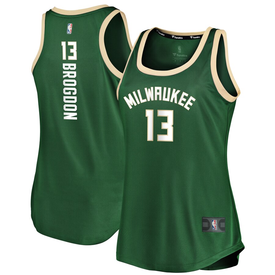 Malcolm Brogdon Milwaukee Bucks Fanatics Branded Women's Fast Break Tank Basketball Jersey - Icon Edition - Hunter Green