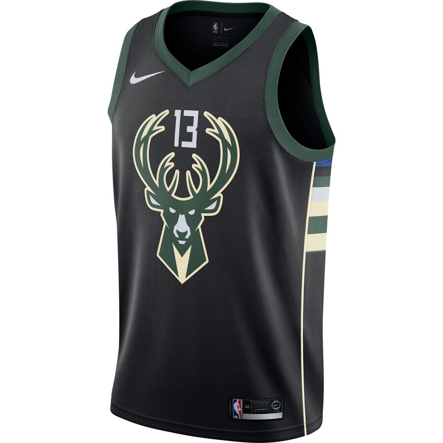 Alternative view of Malcolm Brogdon Milwaukee Bucks Swingman Basketball Jersey - Statement Edition - Black