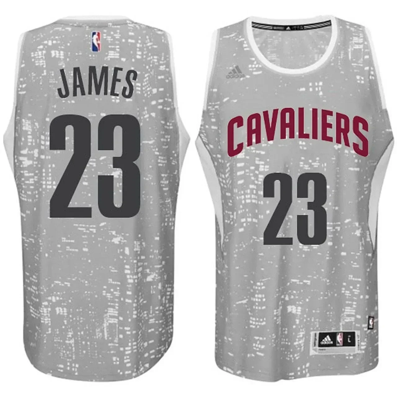 Male Cleveland Cavaliers 23 Lebron James City Lights Gray Swingman Basketball Jersey - JS696