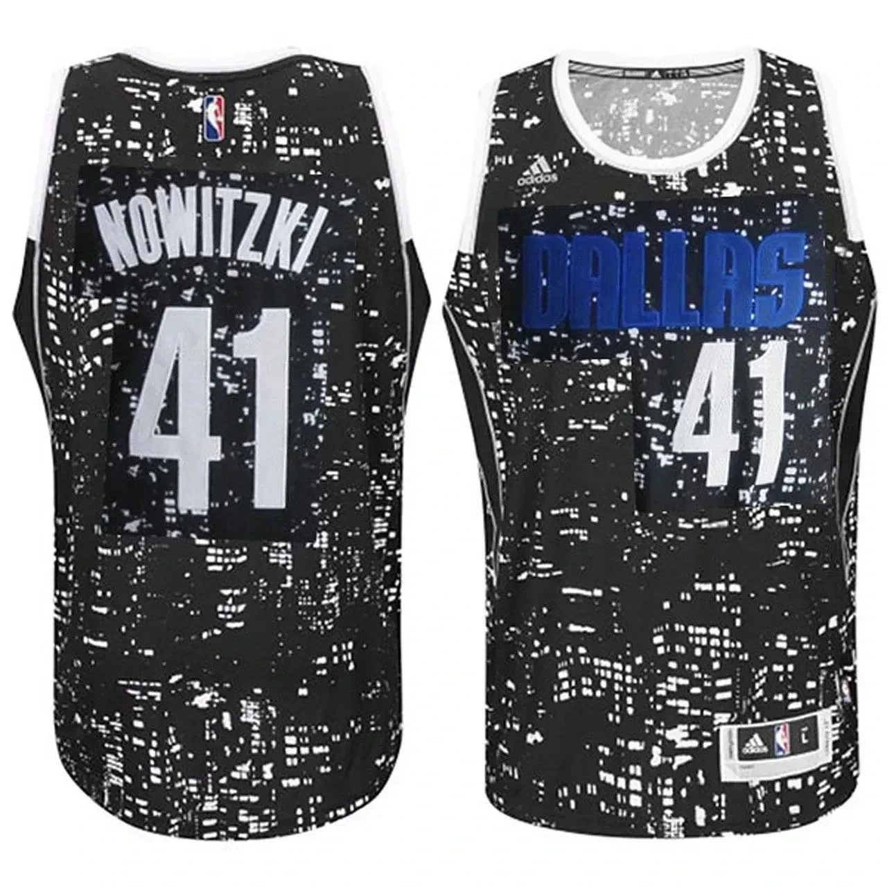 Male Dallas Mavericks 41 Dirk Nowitzki City Lights Black Swingman Basketball Jersey - JS133 