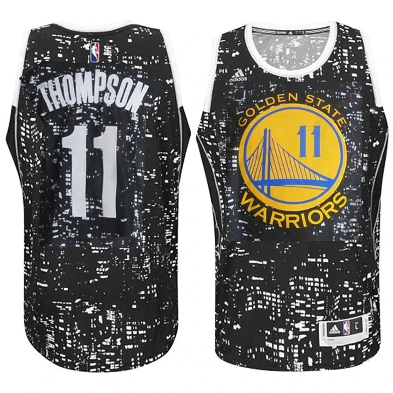 Male Golden State Warriors 11 Klay Thompson City Lights Black Swingman Basketball Jersey - JS165 