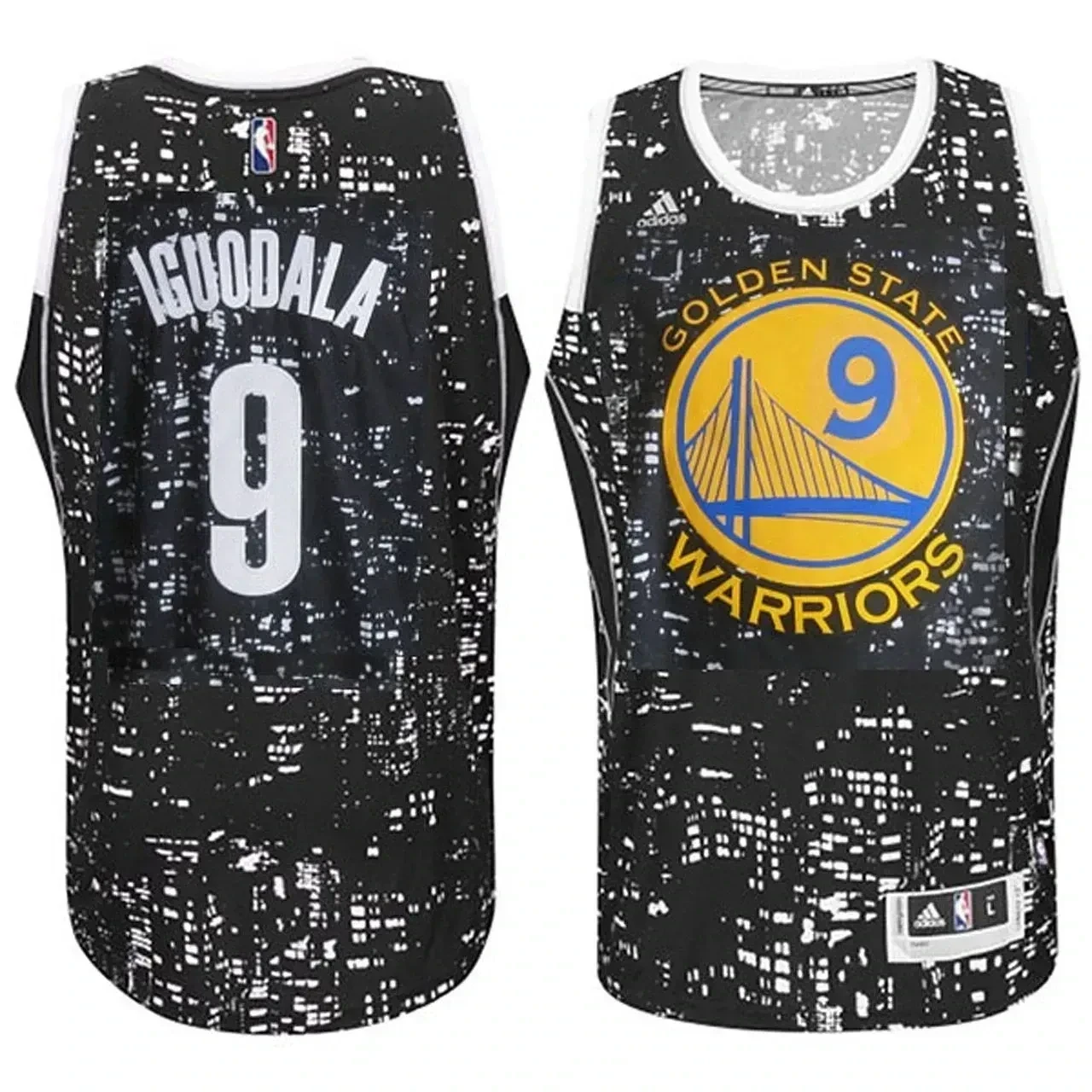 Male Golden State Warriors 9 Andre Iguodala City Lights Black Swingman Basketball Jersey - JS656 