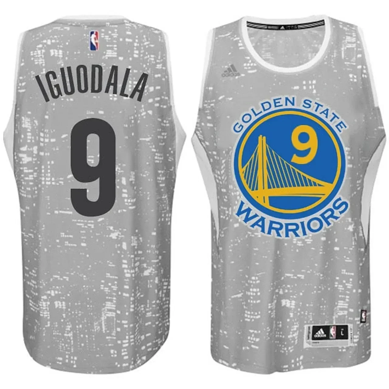 Male Golden State Warriors 9 Andre Iguodala City Lights Gray Swingman Basketball Jersey - JS495 