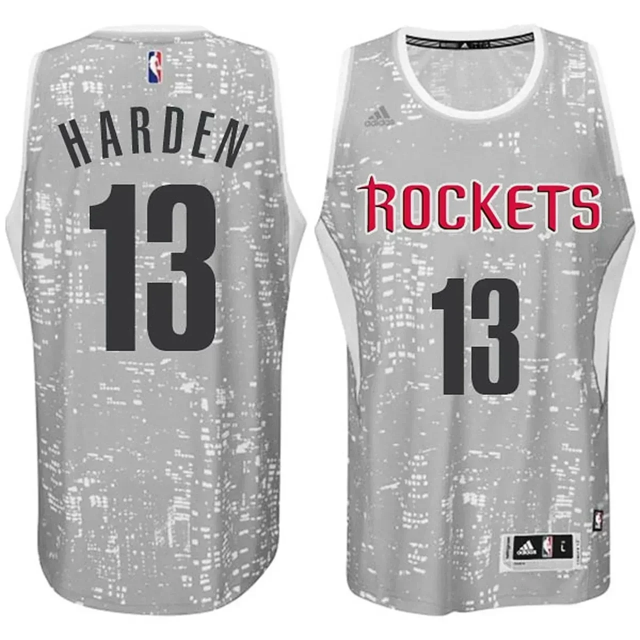 Male Houston Rockets 13 James Harden City Lights Gray Swingman Basketball Jersey - JS674 