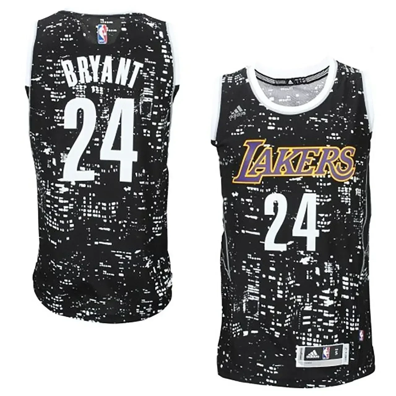 Male Los Angeles Lakers 24 Kobe Bryant Black City Lights Fashion Swingman Basketball Jersey - JS214 