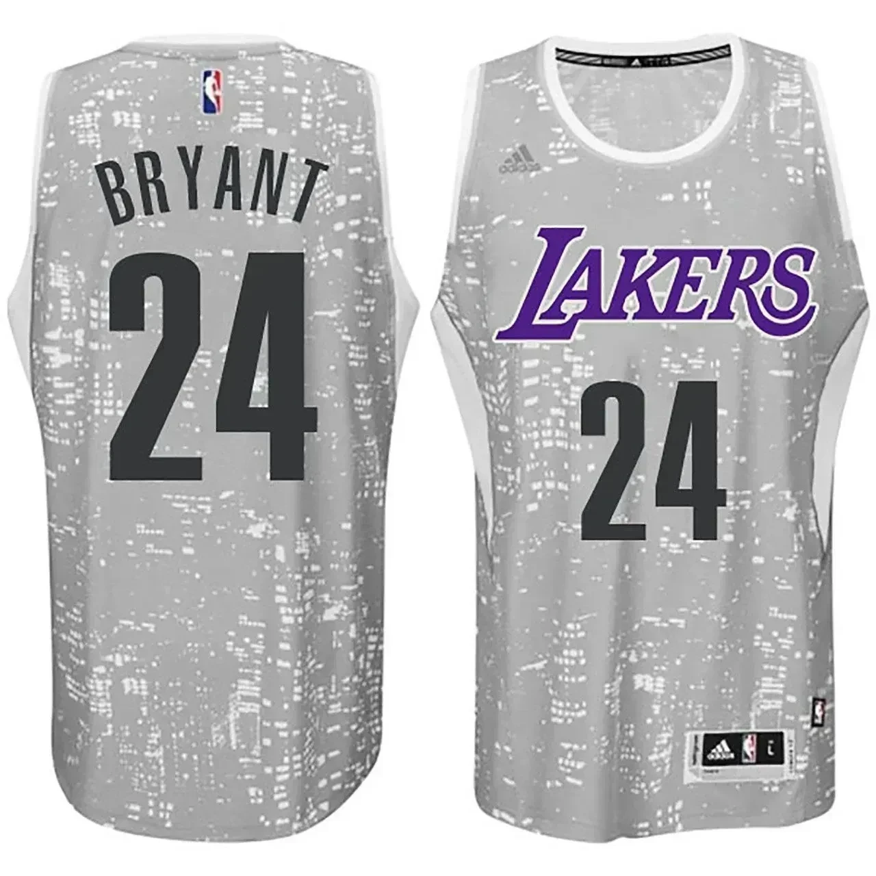 Male Los Angeles Lakers 24 Kobe Bryant City Lights Gray Swingman Basketball Jersey - JS734 