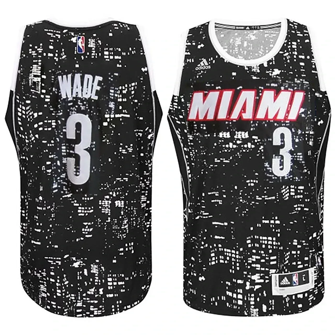 Male Miami Heat 3 Dwyane Wade City Lights Black Swingman Basketball Jersey - JS789 