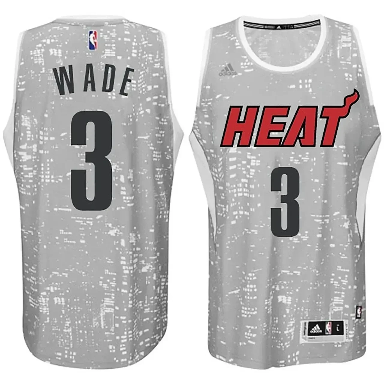 Male Miami Heat 3 Dwyane Wade City Lights Gray Swingman Basketball Jersey - JS456 