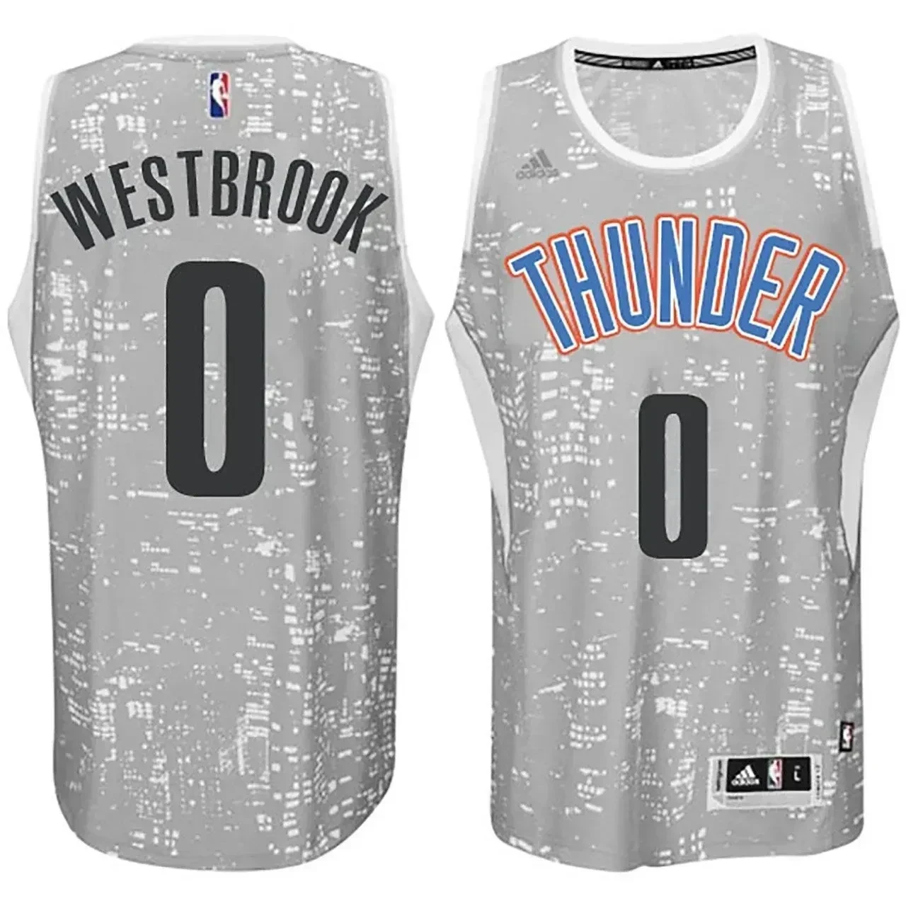 Male Oklahoma City Thunder 0 Russell Westbrook City Lights Gray Swingman Basketball Jersey - JS601 
