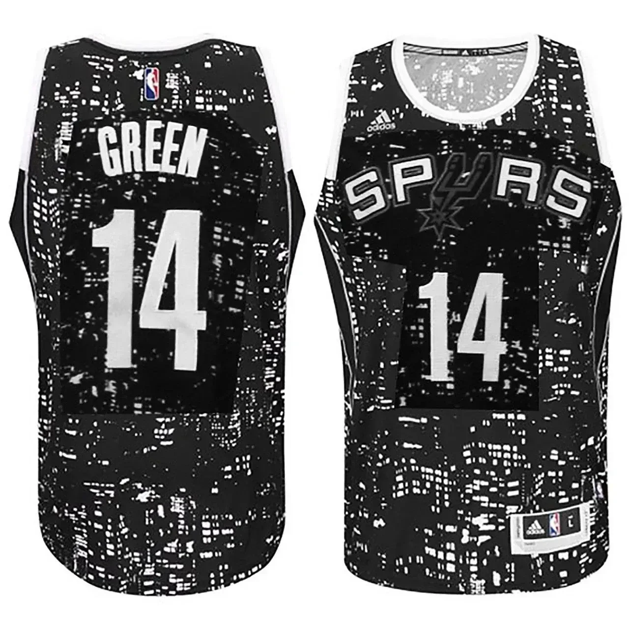Male San Antonio Spurs 14 Danny Green City Lights Black Swingman Basketball Jersey - JS319 