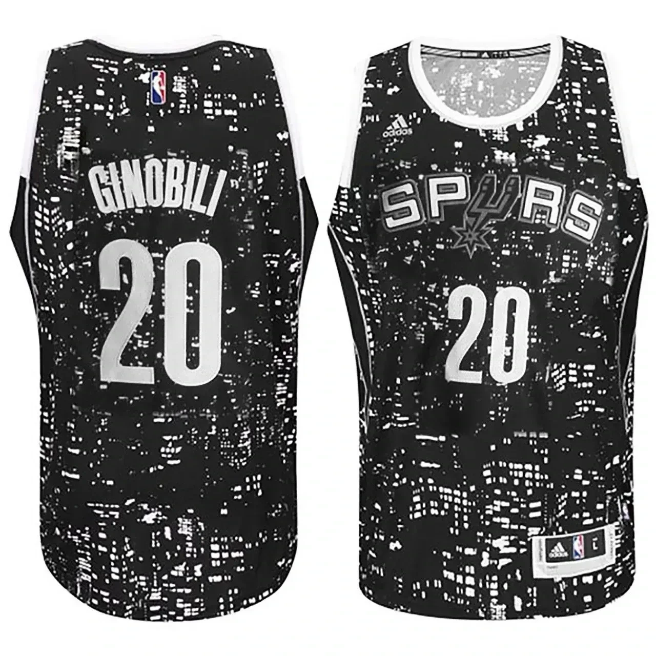 Male San Antonio Spurs 20 Manu Ginobili City Lights Black Swingman Basketball Jersey - JS382 