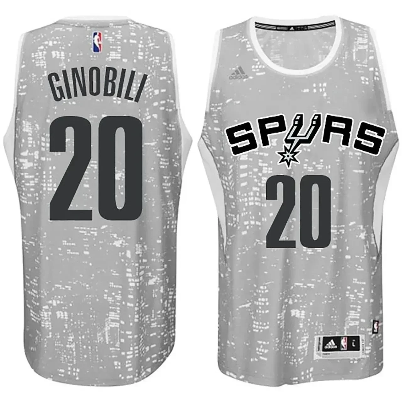 Male San Antonio Spurs 20 Manu Ginobili City Lights Gray Swingman Basketball Jersey - JS658 