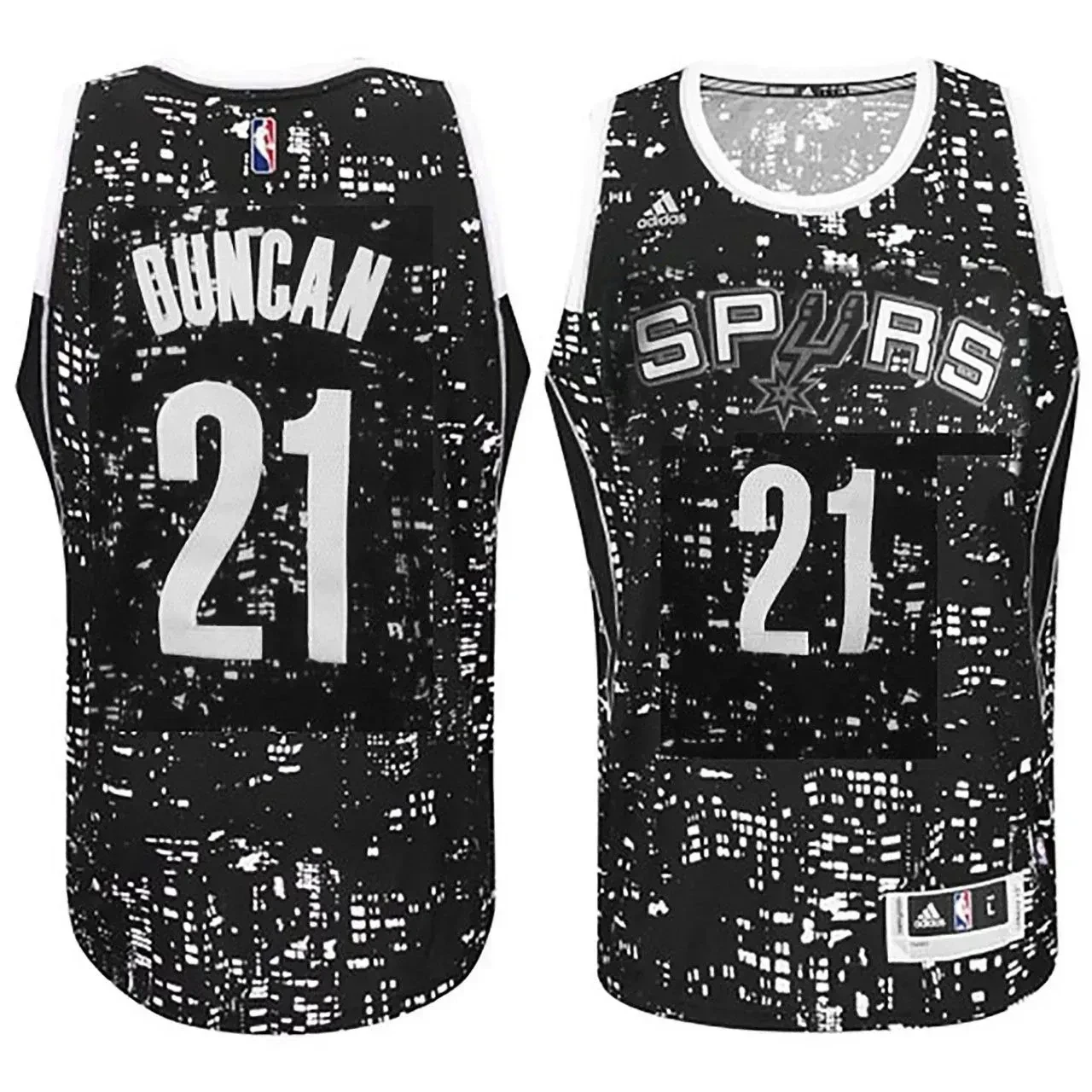 Male San Antonio Spurs 21 Tim Duncan City Lights Black Swingman Basketball Jersey - JS394 