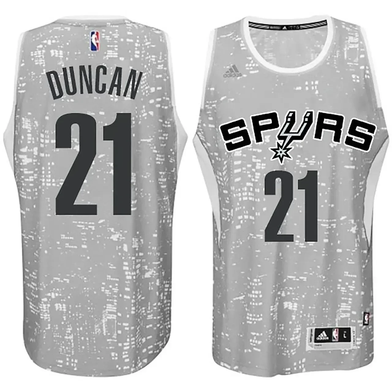 Male San Antonio Spurs 21 Tim Duncan City Lights Gray Swingman Basketball Jersey - JS131 
