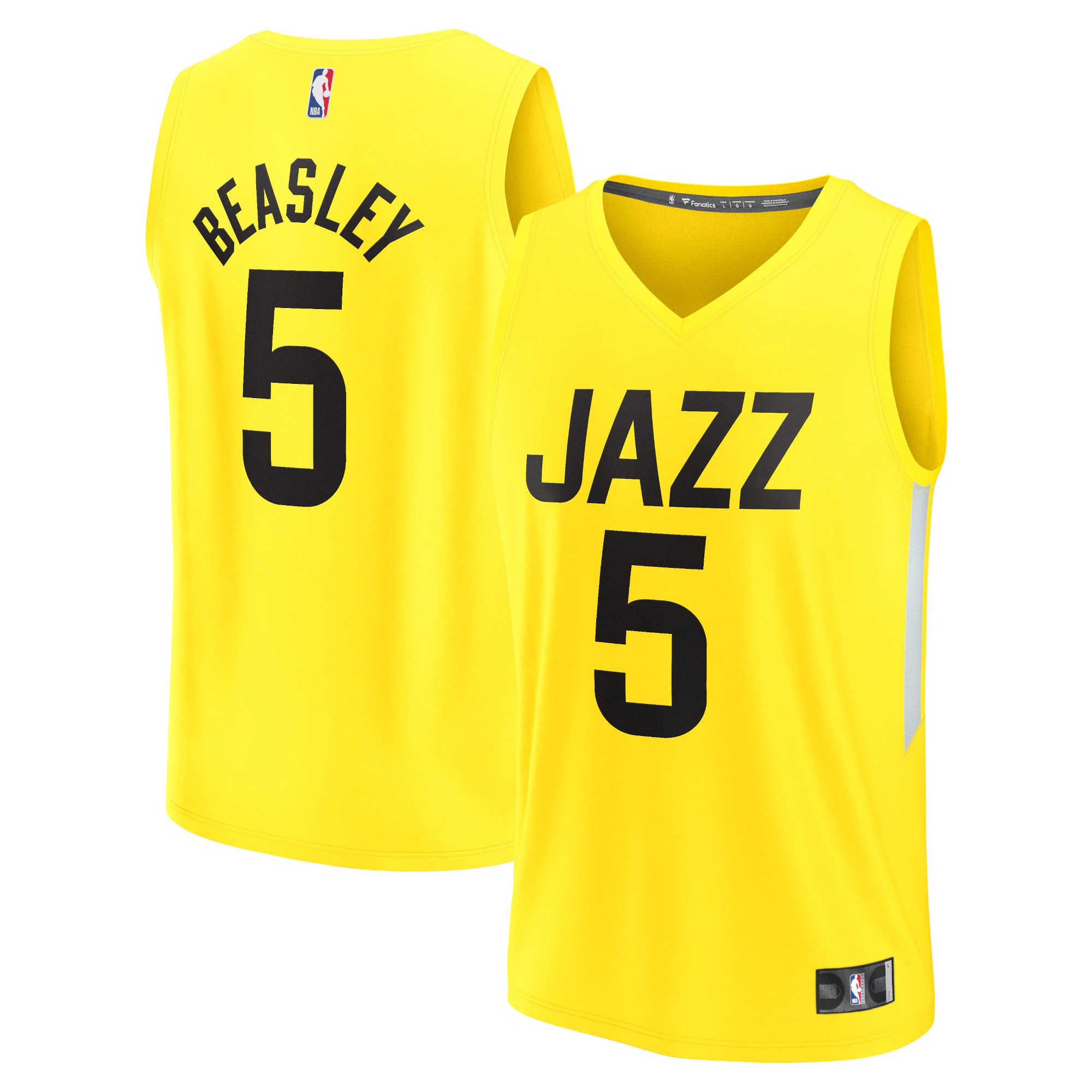 Alternative view of Malik Beasley Utah Jazz Fanatics Branded Fast Break Replica Basketball Jersey - Icon Edition - Yellow