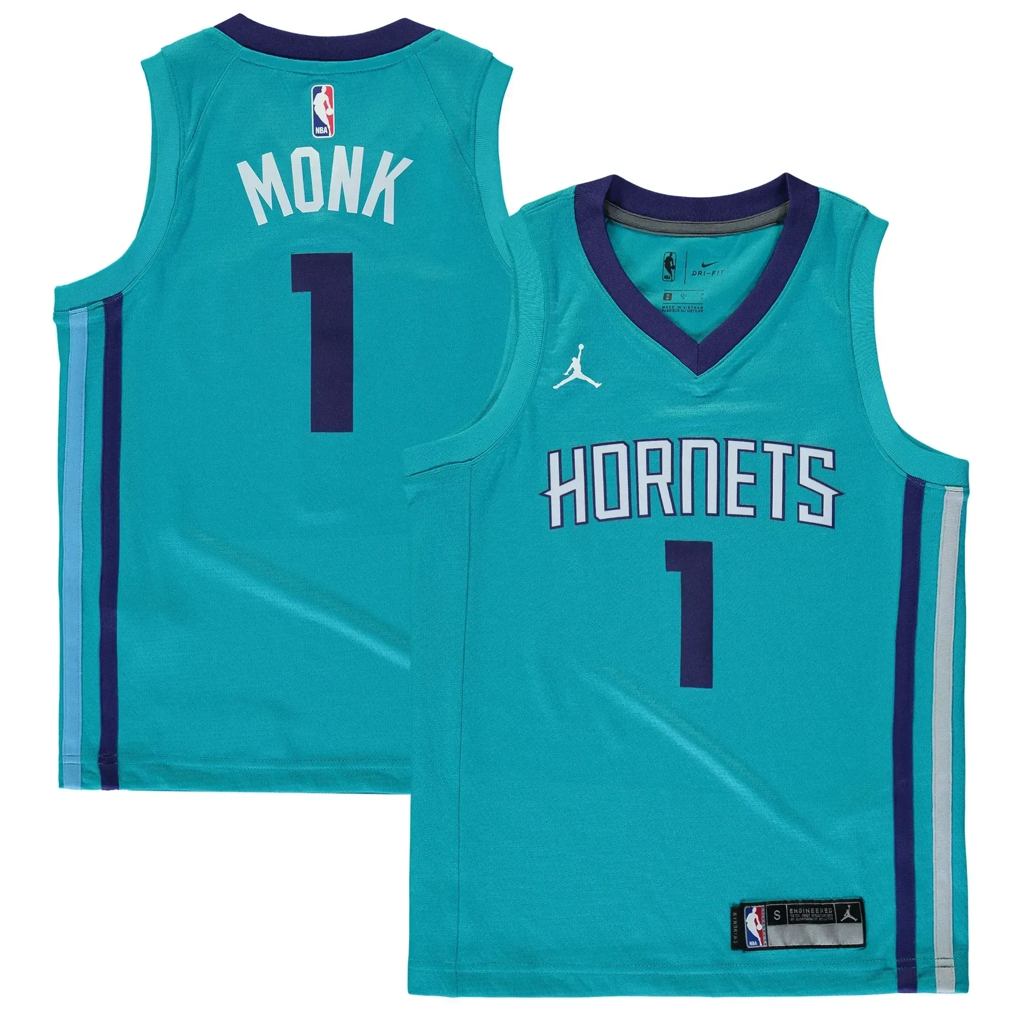Malik Monk Charlotte Hornets Brand Jordan Youth Swingman Basketball Jersey Teal - Icon Edition - JS796 
