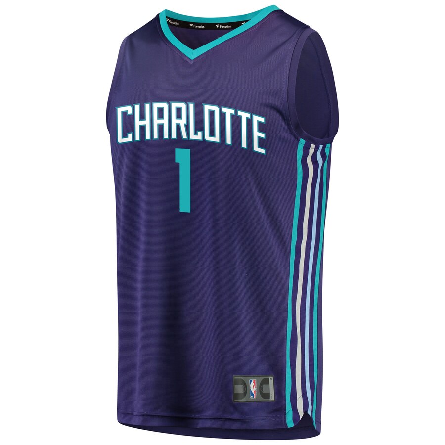 Alternative view of Malik Monk Charlotte Hornets Fanatics Branded Fast Break Replica Player Basketball Jersey - Statement Edition - Purple